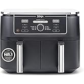 Ninja Foodi MAX Dual Zone Heißluftfritteuse [AF400EU] ‎2470 W, 9,5 l Fassungsvermögen, 2 Fächer, 6 Funktionen, Kupfer, Schwar