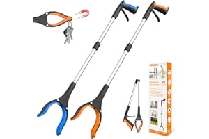 REWKCY 80cm Greifzange für Senioren im 2er-Pack - Ergonomische Greifzange mit 360° Drehkopf und rutschfester Klaue, Greifer für Senioren