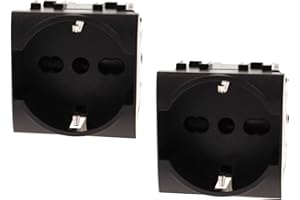 A2ZWORLD 2 Pezzi Presa Schuko 2P+T 16A, Compatibile Con Bticino Living Light (Nero)