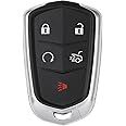 HelloAuto Fit for Cadillac Replacement Key Fob Cover, Key Fob for Cadillac XT5 ATS CTS Remote Key SRX XTS Escalade Key Fob, Keyless Entry Remote 5-Buttons Key Case(HYQ2AB, HYQ2EB)