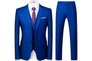 KUDORO Abiti da Uomo 3 Pezzi Slim Fit Abito Formale Puro Colore Due Bottoni Abito da Smoking Blazer Gilet Pantaloni