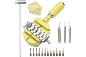 LENPESTIA Watch Band Link Removal Tool Kit with 12pcs Replacement Pins and 3pcs Pin Punches 1pcs Head Hammer for 2.7cm or Less Watch Bracelet Strap Adjustment and Watch Repair