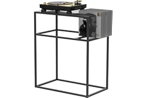 Zomo Pura One Plattenspieler Regal - 790 x 460 x 950 mm - Schwarz - Schallplattenständer für bis zu 40 LPs - Pulverbeschichteter Stahl & getöntes Glas