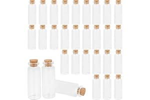 30 Pack 20ml Clear Glass Jars with Cork Stopper,Yishik Mini Wish Bottles Storage Preserving Jars for Beads,Candy,Spice,Home Decorations and Party Favors(0.95” x 2.53”)