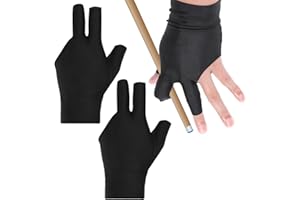 Larrel Lot de 2 gants de billard, gants de billard à 3 doigts, gants de protection gauche, accessoires de sport, gants de sport, gants de billard pour femmes et hommes