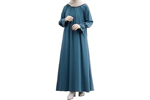 MOGINP Damen Kleid Muslimisches Robe für Damen Arabisch Robe Ramadan Langarm Muslimische Robe Gebet Abaya Kleid Islamischer Naher Osten Dubai Türkei Arabische Muslim Kaftan Kleid Für Ramadan
