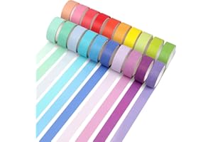 MOOSONO 20 Rollen Washi Tape Set Regenbogen Masking Tape, Dekorative Washi Tape Kinder Klebeband Bunt für Scrapbooking, Handwerk Und Bullet Journals (5m x 15mm/Rollen)