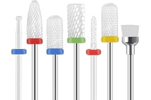 HOMEET 7PCS Embouts Céramiques Forets à Ongles Set Professionnel Embout Ponceuse Ongle pour Manucure Pédicure à Supprimer Gel Acrylique Cuticule Acrylique Carbure etc.