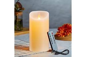 LONKENN Bougies LED, Bougies Sans Flamme Vacillantes, Bougie rechargeable, Bougies en Cire Réelle avec Télécommande, Fonction de Minuterie, Dimmable pour Décoration Mariage Anniversaire Soirée-15cm Ivoire
