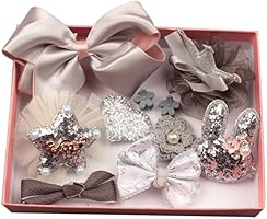 prelikes 10 Pcs Girl Bowknot Flower Hair Clip Multi-Style Bow Hairpin Ribbon Xmas Gift