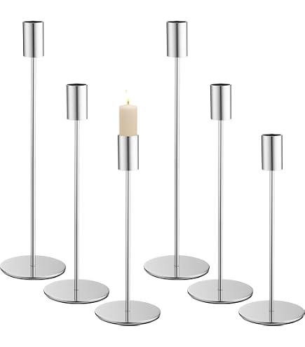 Lot De 6 Bougeoirs Coniques Vintage Noirs - Hauteurs Variées Pour Décoration Élégante Table & Salon