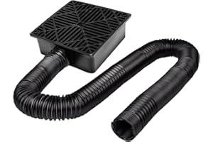 IGTOPS Rallonge de tuyau de descente de gouttière, bac de récupération carré, kit d'extension de bac de récupération avec tuyau extensible, adaptateur de vidange pour sol en ciment et pelouse