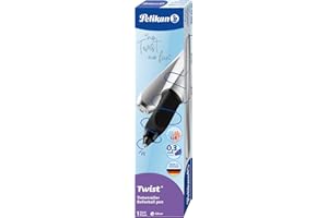 Pelikan, Twist Penna Sferografica Color Silver, Impugnatura Ergonomica per Destrimani e Mancini, Inchiostro Blu, Made in Germany