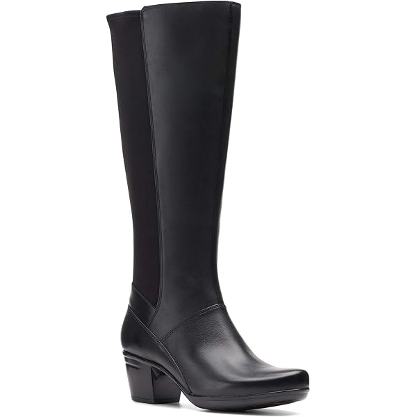 Clarks Seren Caddy Damen Schwarz Leder/Elastisch Kniehohe Stiefel