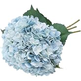 Tifuly Artificial Hydrangea Flower, 5 PCS Long Stem Silk Hydrangea Bouquets for Weddings, Home, Hotel, Party Decoration, Cent