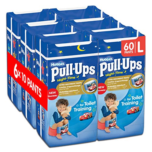 Huggies Pull-Ups Night-Time for Boys, Large, 10 Pants for Toilet Training (Pack of 6, Total 60 Pants)