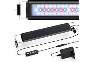 Nobleza Éclairage Aquarium, LED Aquarium avec Minuterie, Lampe de Jardin avec 3 Couleurs, Lampe pour Plantes d’Aquarium d'eau avec 10 Niveaux de Luminosité Réglable de 30-50cm, 8W