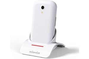 swissvoice S24, Téléphone Mobile à Clapet 2G pour Séniors avec Grosses Touches, Compatible avec Les Aide Auditives, Bouton SOS et Informations d'Alerte pour l'aidant Familial, Blanc