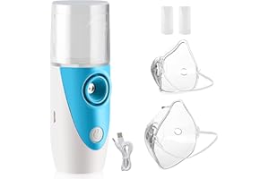 BIAOQINBO Inhalationsgerät für Kinder,Inhaliergerät Erwachsene Baby Inhalator Vernebler Set mit 2 Maske und 2 Mundstück Atemwegserkrankungen Wirksam Inhaliergerät(Blau)