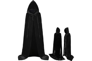 Generisch Halloween Umhang 150CM,Schwarzer Kapuzenumhang,Umhang Kostüm Cape Satin Herren Damen,Teufel Vampir Umhang mit Kapuze Erwachsene,Unisex Mantel für Halloween Karneval Cosplay Kostüm