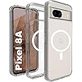 RIGGEAR Shockproof Clear Hybrid Armor Back Cover Case Compatible with MagSafe Accessories for Google Pixel 8A (Transparent PC and TPU Bumper)