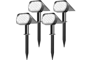Quntis 4Pack Solcell Markstrålkastare – Justerbara LED, IP65 | Kraftfulla och vattentäta solcellslampor för trädgård, garage och terrass. Justerbart ljusflöde för växter och fasader.