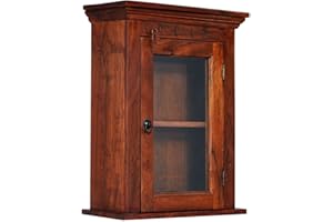 ‎MASSIVMOEBEL24.DE MASSIVMOEBEL24.DE Oxford Hängevitrine Akazie, Farbe:Dunkelbraun lackiert, Größe:52x24x69 cm (BxTxH)