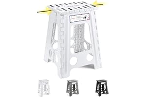 HOUSE DAY Składany taboret 43 cm – biały, składany taboret do schodków, przenośny, składany, taboret łazienkowy, stołek składany, stołek łazienkowy, podnóżek do 136 kg, dla dorosłych