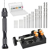 37 st mini handborrset för hantverk, stiftskruvskruvskruvade borrkronor med miniborrpressskruv, manuell borrsats för hantverk