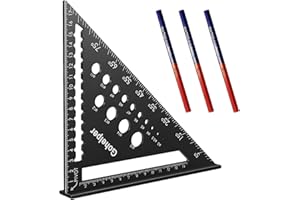 QJFHURB Zimmermannswinkel Speed Square Geodreieck Metall Zimmererwinkel Schreinerwinkel Mit Anschlag Multifunktional Carpenter Dreieck Lineal Metrisch Dreieckslineal Winkelmesser Winkel Alphawinkel