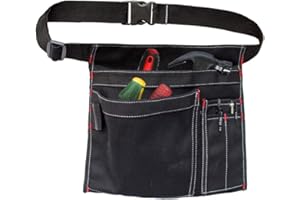 Cyleibe Tool Belt Pouch, 12OZ Multifunctional Canvas Waist Apron Tool Pocket Bags with Adjustable Belt Clip for Workshop Storage/Wood Working Tools/Screwdriver Pouch/Garden - Black
