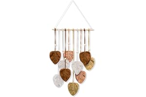 PGTC Bohemio Tapiz,Tapiz Arte Tejido Hojas Tejidas A Mano Tapiz Decorativo Colgante De Pared Para Sala De Estar,Dormitorio,Boda DecoracióN Regalo (Marron)