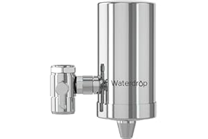 ‎WATERDROP Waterdrop WD-FC-06 Wasserfilter Wasserhahn aus Rostfreiem Stahl, Kohleblock Wasserfiltersystem, Leitungswasserfilter, Entfernt Chlor, Schwermetalle und Schlechten Geschmack (1 Filter Enthalten)
