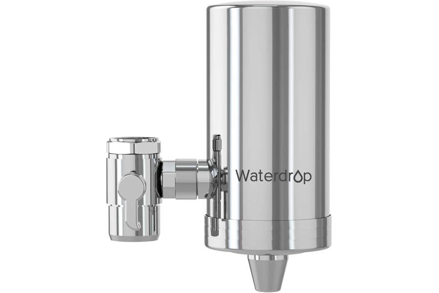 Waterdrop Water Filter Tap, Stainless-Steel Water Filter for Tap, Water Tap Filter Reduces Chlorine, Odor and Bad Taste - 𝐎𝐧𝐥𝐲 𝐅𝐢𝐭 𝐒𝐭𝐚𝐧𝐝𝐚𝐫𝐝 𝐅𝐚𝐮𝐜𝐞𝐭𝐬 (1 Filter Included)