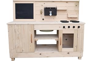 Big Game Hunters Triple Mud Kitchen with Working Tap - Children Wooden Play Kitchen