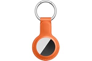 Tobfit Cuir Coque Compatible avec Apple AirTag, Cuir Étuis de Protection avec Porte Clés pour AirTag, Orange