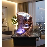 Ani Divine Luxury Tabletop Spiral Waterfall Fountain with LED Lighting Decor Showpiece for Relaxing Water Sound, Living Room,