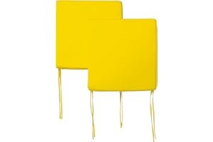 PARAMAISON Cuscino per Sedie da Cucina Generico, Set da 2 Cuscini, Antigraffio, con Laccetti, Interni od Esterni |Compatibile con Sedia Applaro| 35x35x5 cm| Giallo