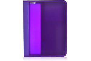 OFFICE BOX Carpeta Zipper con 4 Anillas + Bolsillos - REF. 574-M - Tamaño A4+ y Cierre de Cremallera (Morado)