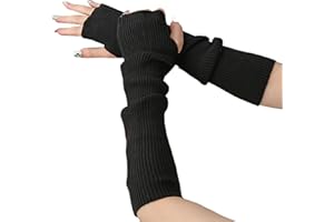 OTKARXUS Scaldamuscoli da donna, 1 paio di guanti lunghi/corti, senza dita, con foro per il pollice, invernali, caldi, per donne e ragazze