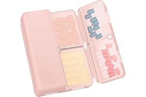 FYY 7 Day Pill Box Organiser - Travel Pill Case, [Folding Design][Large Capacity] Portable Pill Dispenser Container for Vitamins, Cod Liver Oil, Supplements, Medication Pink
