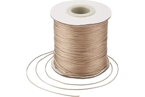 Craftdady Cordón encerado trenzado de 185 yardas, cuerda encerada de poliéster de imitación de cuero sintético para hacer collares, pulseras, joyas, Burlywood