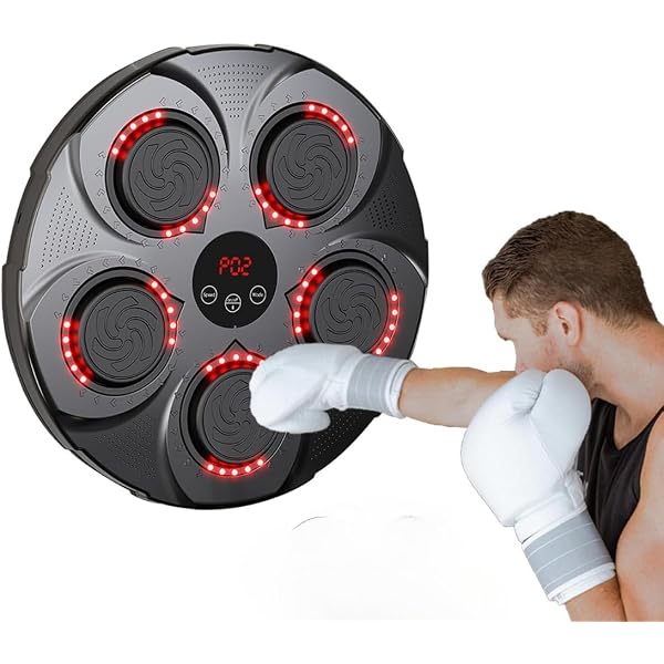 Semai Music Boxing Machine – LED-Musik-Boxgerät, Bluetooth, 9 Geschwindigkeiten, Zählmodus, Für Erwachsene & Kinder – Inkl. Handschuhe