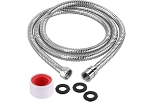 Rovtop Manguera de Ducha Manguera Flexo de Ducha Doble Interbloqueo - Cromo 1.80M