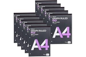 WHSmith A4 Graph Ruled Refill Pad 70 Pages 70 GSM Graph Paper White Pack of 10