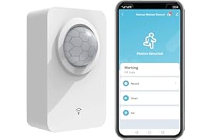 RISOON Smart Tuya PIR Motion Sensor: Infrared WiFi Motion Detector with Removable Holder, Wireless Motion Sensor with Battery Powered & USB Cable, Notification Alert for Home Security Work with Alexa (1Pack)