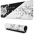 Gaming Mouse Pad Black and White Cherry Blossom XXL XL Large Mat Long Extended Mousepad Desk Pad Non-Slip Rubber Mice Pads Stitched Edges 31.5 X 12 in