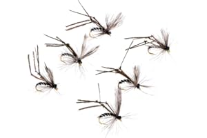 SHARPLACE 6pcs Señuelos Mosquito Pesca Mosca Secas Señuelo Cebo Artificial Gancho Pluma Agarre Pescado