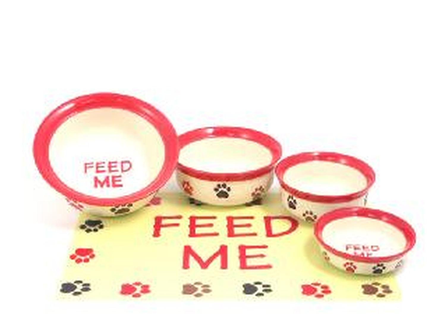 Pet Feeding Mat Placemat Red & Cream Multipaw