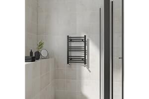 Warmehaus Straight Heated Towel Rail Black Bathroom Ladder Style Radiator Central Heating 600x400mm